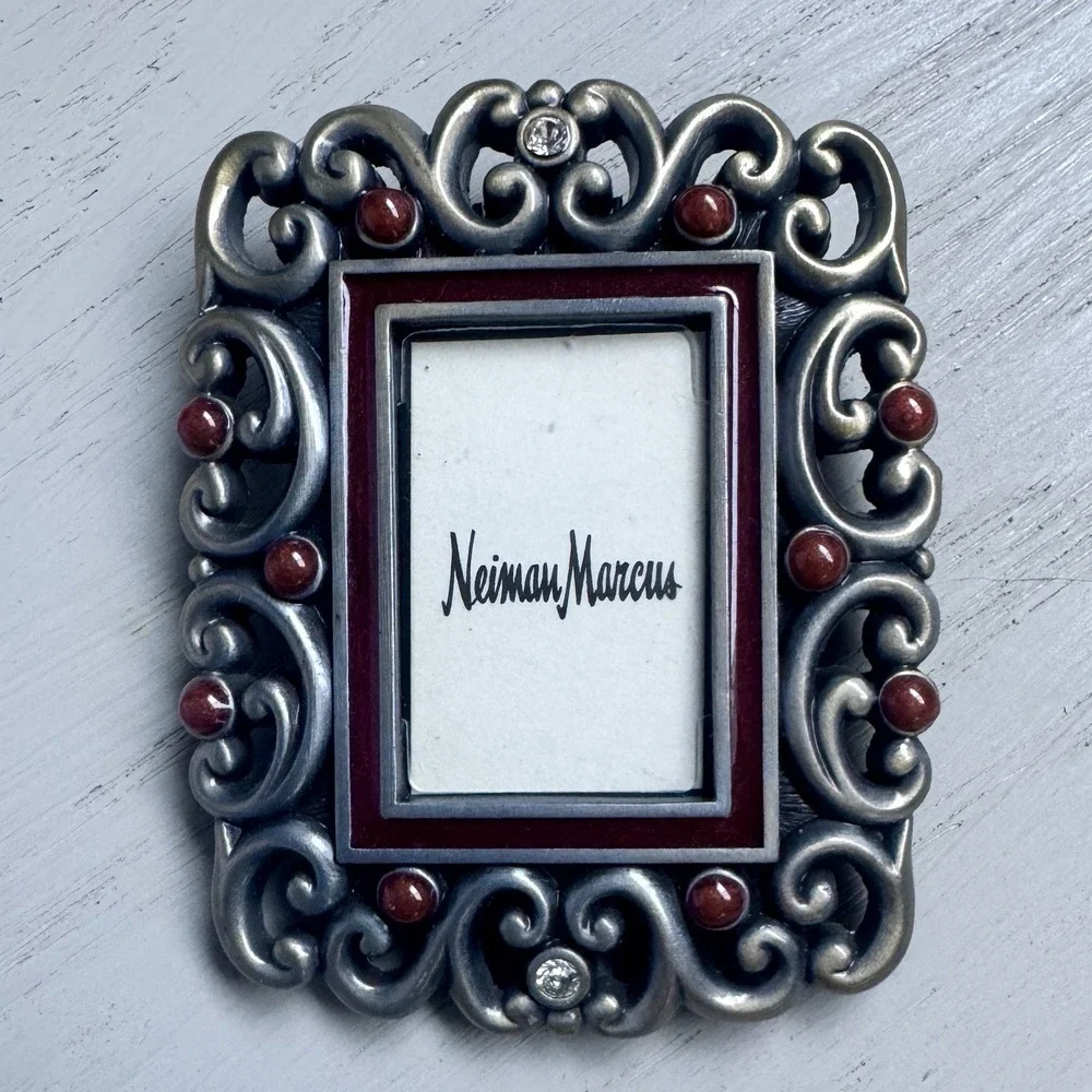 Jay Strongwater Mini Photo Frame Enamel Crystal Easel or Clip for Neiman Marcus